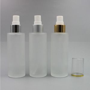 100ml boş don cam sprey ince sis şişesi 34 oz doldurulabilir yuvarlak cam pompa dağıtıcı alüminyum sprey ile altın gümüş yaka xkke