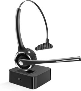 Bluetooth -Headset, drahtloses Headset mit Mikrofon für Office -Handy, Geräuschstündung auf Ohrhörer -Kopfhörern für PC, VoIP, Call Center, Telefon und Stummschalter
