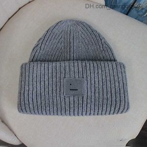 Kapaklar Şapkalar Yün Şapka Karma Örgü Gülümseyen Yüz Sıcak Kış Şapkası Kadın Çift Modelleri Kadınların İplik Örme Beanie Hat Chapeau Z230815