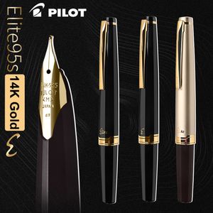 Fountain Pens Japonya Pilot Çeşme Kalemi 14K Altın NIB 95S Elite 95. Yıldönümü Gravili Cep Tasarım Taşınabilir Altın Kalem Üst düzey Kırtasiye 230814