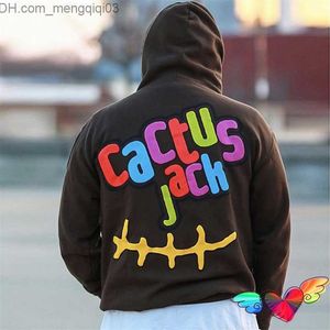 Erkek Hoodies Sweatshirts 2023FW Baskılı Etiket Kaktüs Jack Hoodie Erkek Yün Kahverengi Hoodie Çok Renkli Hip Hop Sweatshirt Z230816