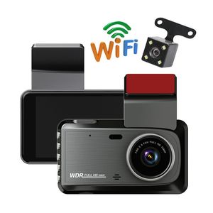 4.0 inç araba DVR 1080p Full HD Dash Cam Çift Lens Kamera 170 Derece Geniş Açılı Video Döngüsü Kayıt Araç Desteği WiFi X5