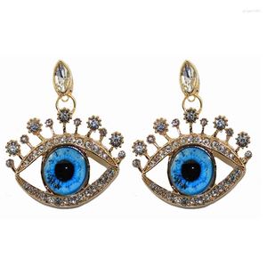 Dangle Küpe Tasarımı Güzel Büyük Mavi Gözler Barok Avrupa Moda Rhinestones Göz Damla Kadınlar Süslü Küpe Takı