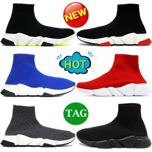 Дизайнерские ботинки Paris Speeds Trainer Mens Shoes Logo Logo Print Triple Black White Red Electric Blue Blue Luxurys High Нош Мода Женские кроссовки