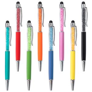 Beyaz kalemler 20pcs/lot özelleştirilmiş kristal tükenmiş kalem yaratıcı stylus dokunmatik kalem 26 renk yazma ballpen kırtasiye ofis okul malzemeleri 230815