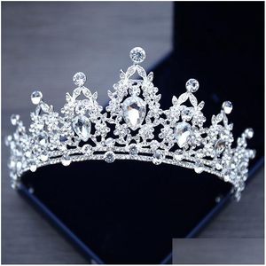 Headpieces Tiara Crystal Bridal Crown Sier Color Diadem Veil Accessories Head Jewelry Drop Delivery Party Events Dhxm9