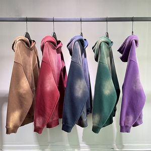 Erkek Hoodies Sweatshirts Ağır Siklet Adam Yıkılmış Yırtıcı Polarlı Kalın Gevşek Büyük Boy Günlük Sonbahar Kış Topları 230815