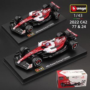 Diecast Model Car Bbrago 1 43 Alfa Romeo Team Orlen C42 # 77 Bottas Racing 24 # Guanyu Formula -One Car Model Model Toy Die Cast Voiture 230815