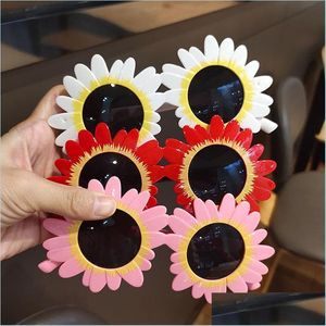 Güneş Gözlüğü Kids Daisy Sun Flower Round Anti-UV Gözlükleri Plaj Gözlük Doğum Günü Partisi Pografi 3565 Q2 Damla Teslimat Moda Aksesuarları DHK63