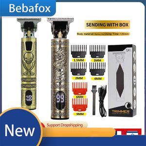 Electric Shavers LCD USB Electric Breaing для мужчин T9 Мужской винтажный бронзовый причесок Триммер Триммер Триммер Профессиональная парикмахерская бритва 230816