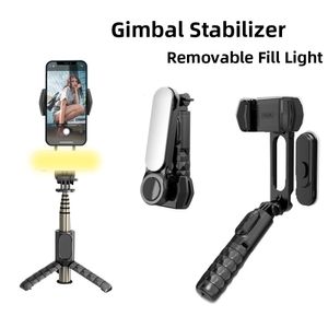 Selfie Monopods Stabilizatör El Gimbal Çıkarılabilir Dolgu Işık Kablosuz Tripod Telefon Stand 230816