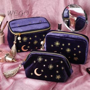 Cosmetic Bags Japanese Style Velvet Bag Large Capacity Portable Lipstick Storage Jewelry Navy Tassel 230815