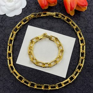 Frauen 18K Gold plattiert Halskette Personalisierte klobige Gold Edelstahlkette glänzende Vintage Klassische Marke Halskette Hohlkette einfacher Schmuck