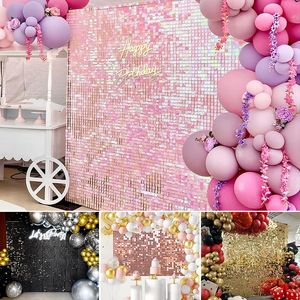 Other Event Party Supplies 18Pcs Shimmer Wall Backdrop Square Sequin Panels Decor for Valentine s Decorations Birthday Wedding Bachelorette 30 30cm 230815