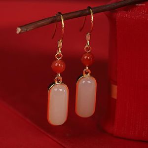 Dangle Earrings Arrival Fashionable And Elegant S925 Sterling Silver Chinoiserie Long With Hetian Jade For Women