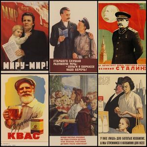 Наклейки на стенах купите три, чтобы отправить одну мировую войну Ленинистскую политическую пропаганду Советский Союз CCCP Плакат ретро -веллум украшение комнаты