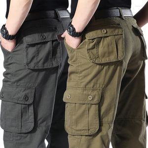 Men's Pants 2023 Cargo Tactical Multi-Pocket Cotton Overalls Combat Loose Slacks Trousers Man Army Military Straight Work