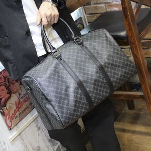 Black Floral Stitching PU Leather Duffle Bags for Men and Women, Large Capacity Weekend Travel Luggage Totes, 45/50/55cm
