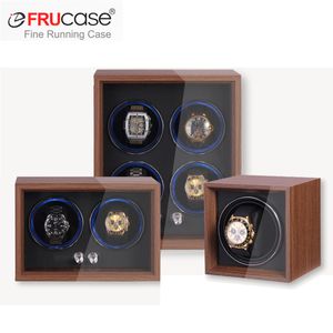 Watch Winders FRUCASE WOODEN Watch Winder for Automatic Watches Box Jewelry Watch Display Collector Storage With LED 230816