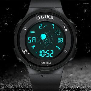 Нарученные часы Olika Children Digital Watch Brand Simple Chronograph Sport Защищенные часы водонепроницаемые электронные часы остановить часы подарок для детей