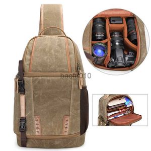 Аксессуары для камеры камера ретро водонепроницаемые бэтики Canvas Sling Sling Bag Bag DSLR Плековые сумки для мессенджера фотофоратор DSLR Cross-Core для Canon Nikon Son Hkd230817