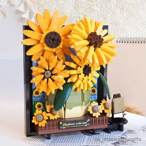 Блоки Creative Van Gogh Sunflower Potted Bouquet 3D Building Blocks Sun Flower Picture Picture