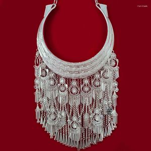 Цепочки Hmong Miao Silver Tassel воротник цинк сплав серебряный серебряный ожерелье для украшения лаосных украшений женщин