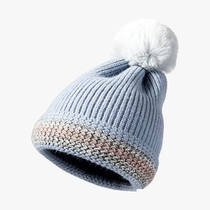 Beanie/Kafatası Kapakları Sıradan Sokak Kadın Kış Örme Şapka Klasik Çizgili Geometrik Desen Beanie Cap Pompom Top Damla Teslimat F DHRLP