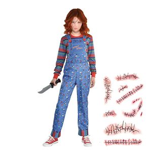 Cosplay Chucky Kostümleri Çocuklar Backpacks Toddler Kostüm Skar Dövme Etiketleri Gönder Cadılar Bayramı Çocuk Hediyesi 230818