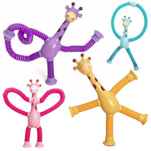 Декомпрессионная игрушка детские всасывающие чашки игрушек поп-труб снятие стресса телескопические жирафы Toys Toys Sensory Bellow