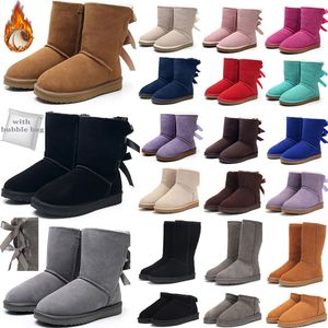 Оптовые сапоги женские ботинок дизайнер Autralia Outdoor Snow Boot Acle Mini Short Bow Murs Классический зимний черный серый каштановый бабочек