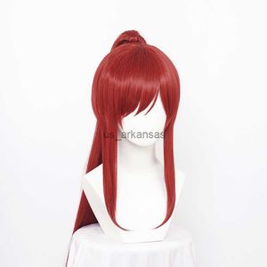 Sentetik peruklar ccutoo sentetik erza scarlet cosplay peruk peri kuyruk kadınlar uzun kırmızı peruk cos anime cosplay perukları ısıya dayanıklı peruklar + peruk kapağı hkd230818