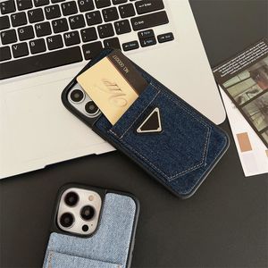 Cep Telefon Kılıfları Moda Kovboy Telefon Kılıfları Tasarımcı Lüks Modaya Düzenli Denim iPhone Cover Unisex Sıradan Markalar Kart Pock Phonecase iPhone 15 14 13 12 Pro Max KQAV