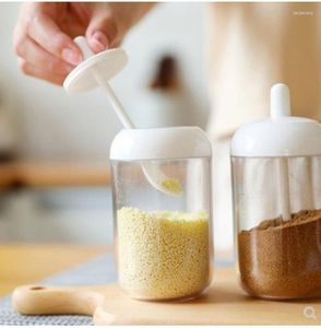Depolama Şişeleri Spice Dispenser Kavanoz Kabağı Baharat Kutusu Kapak Kaşık Seti Cam Mutfak Kavanozları Salt Şeker İçin