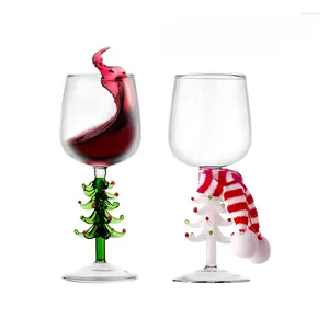 Şarap Gözlükleri Yaratıcı Noel Ağacı Kupası Güvenli Kurşun Ücretsiz Katı Cam Parti Mutfak Sıcaklığı Direnç Goblet