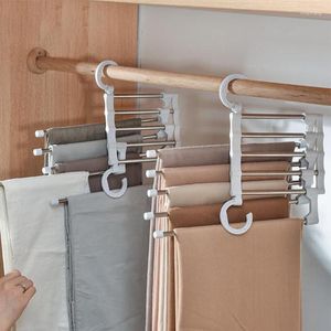 Hangers Magic Multi-layer Multi-functional Pant Folding Hanger Artifact Pants Storage Clip Wardrobe Household Track-less