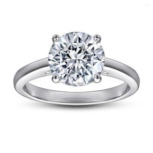 Cluster Rings Woman Ring 2 Ct D Color Moissanite 925 Sterling Silver Prong Setting Trendy Wedding Bands