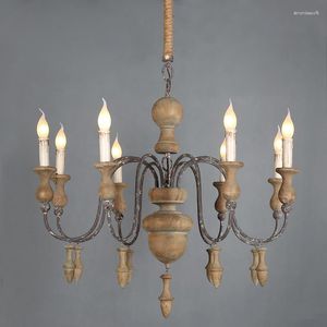 Люстры ретро деревянное деревенское освещение подвесные кухонные лампы для столовой спальня итальянская домашняя арт декор Luster Ce Rohs