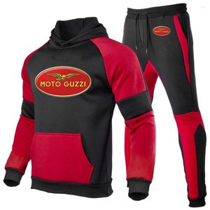 Мужские спортивные костюмы Moto Guzzi 2023 Весна и осенний спортивный костюм брюки. Спортивная одежда с капюшоном.