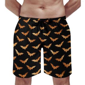 Shorts masculinos Spooky Bat Board Summer Funny Halloween Print Running Surf calça curta