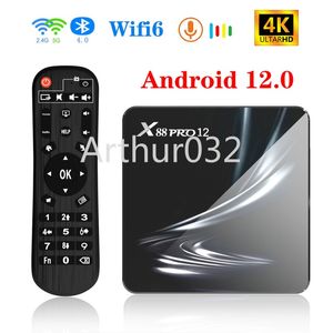 X88 Pro 12 Android 12.0 Akıllı TV Kutusu RK3318 4GB+64GB 2.4G/5G WiFi Bluetooth Medya Player WiFi6 4K VP9 H.265 Set Üst Kutu