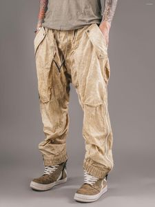 Pantaloni da uomo spreco stile terreno meccanico casual antico designer lavato designer magro