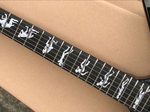 Metalik James Hetfield Parlak Siyah Elektrik Gitar Aktif Çin EMG Pikapları 9V Pil Kutusu Siyah Donanım