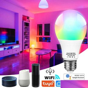 Другие внутренние аксессуары Wi -Fi Smart Led Light BB Освещение E27 Tuya Lamp 220V RGBCW 18W Alexa для домашнего падения Мобил Motorcy Dhvok