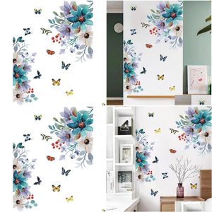 Наклейки на стенах нарисованные цветы бабочка гостиная спальня наклеи