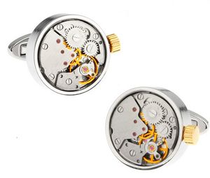 Cuff Links Men Watch Gift Watch Movement Cufflinks Wholesale Retail Silver Color Brass Material Funcional Design Design Winding Watch 230818