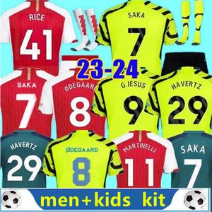 Новые 23 24 24 Saka Arsen Soccer Jerseys Smith Rowe G.Jesus Saliba Fan Fans Version Version Odegaard Martinelli 23 24 Nketiah Football Kits Рубашка Мужские Дети мальчики Установки