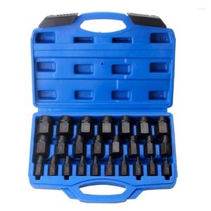 Conjunto de extrator de parafuso com caixa de 25pcs Hex Hex Hex Multi-Spline Bolt Chrome Molibdenum Aço Removedor arredondado de aço arredondado