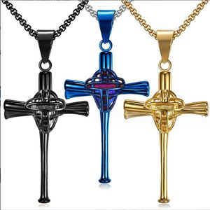 Titanium Sport Accessories youth Gold catcher's masks ENAMELED GRIPPED cross hollow stitches necklace strikeout K Baseball Necklace