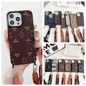 Güzel iPhone Telefon Kılıfları 15 14 Pro Max Luxury Deri Lu Crossbody Card Canse 18 17 16 15promax 14promax 13promax 15pro 14pro 13pro 12pro 13 12 11 logo kutusu 820